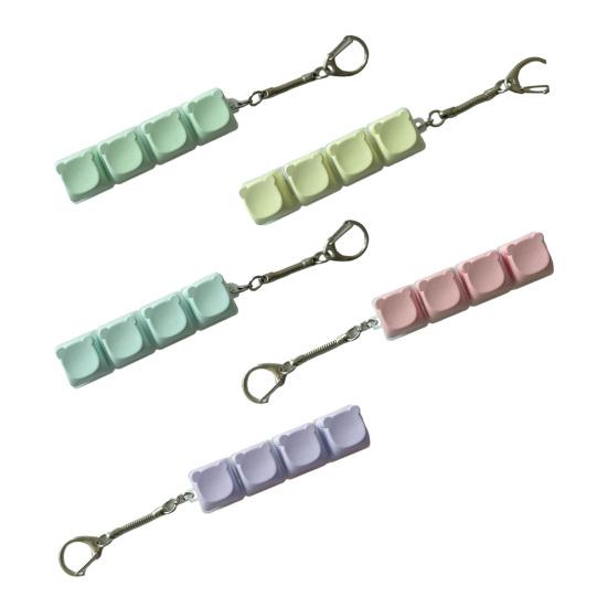 4-Keys Bear Fidget Keyboard Anxiety Relief Finger Clicker Keychain Office School Travel Decompression Button Sensory Toy Hanging Decor