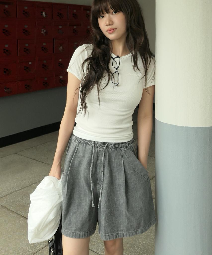 MALOUPE 9206 Lightweight Half Denim Pants (Grey)