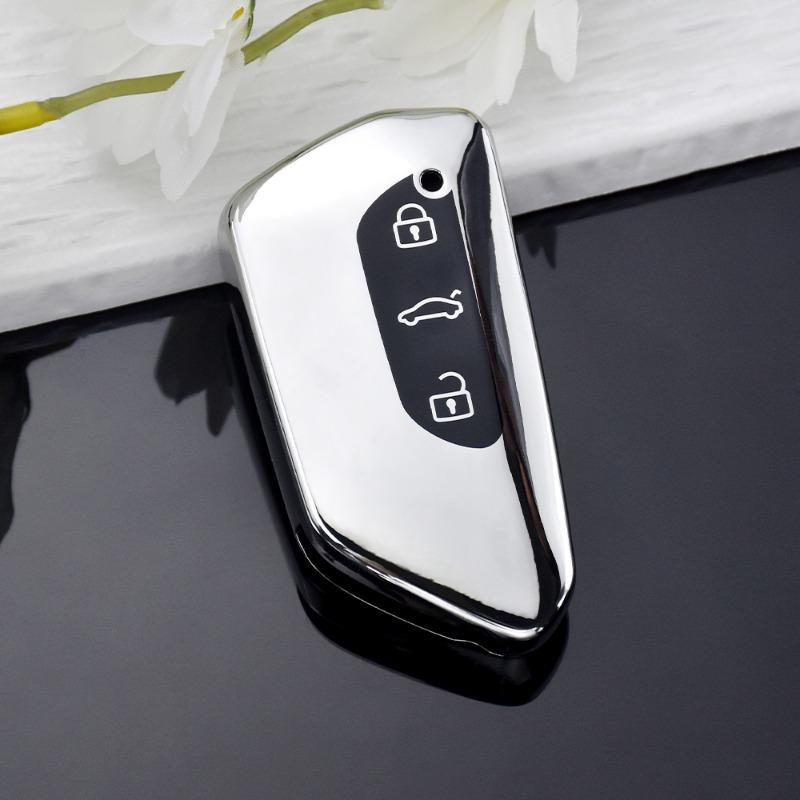 

Чехол для дистанционного ключа из ТПУ с 3 кнопками для VW Volkswagen Golf 8 MK8 2020, для Skoda Octavia, для Seat Protecotr, аксессуары без ключа key case серебряный