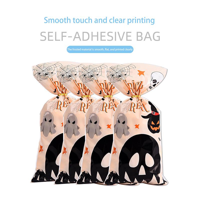 50Pcs Halloween Gift Bags Candy Cookie Packaging Bags Halloween Party Decor Supplies