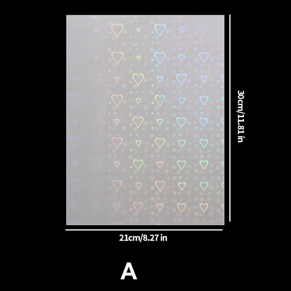 

5Pcs A4 Holographic Lamination Film Waterproof Clear Holographic Vinyl Stickers Paper Heart Stars Laser Glitter Overlay Film