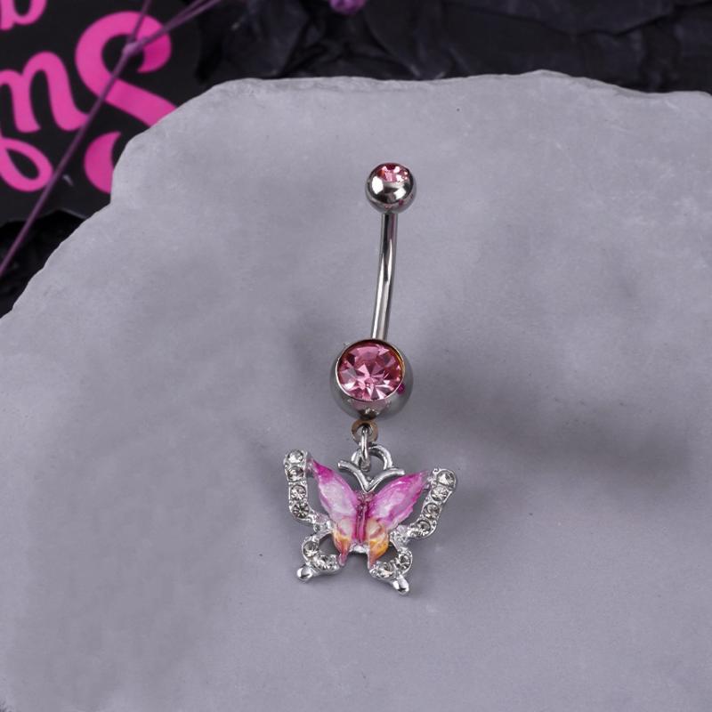 

Кольцо для пирсинга пупка Паук из нержавеющей стали с подвеской в виде сердца с цирконом для женщин, украшение для пирсинга тела