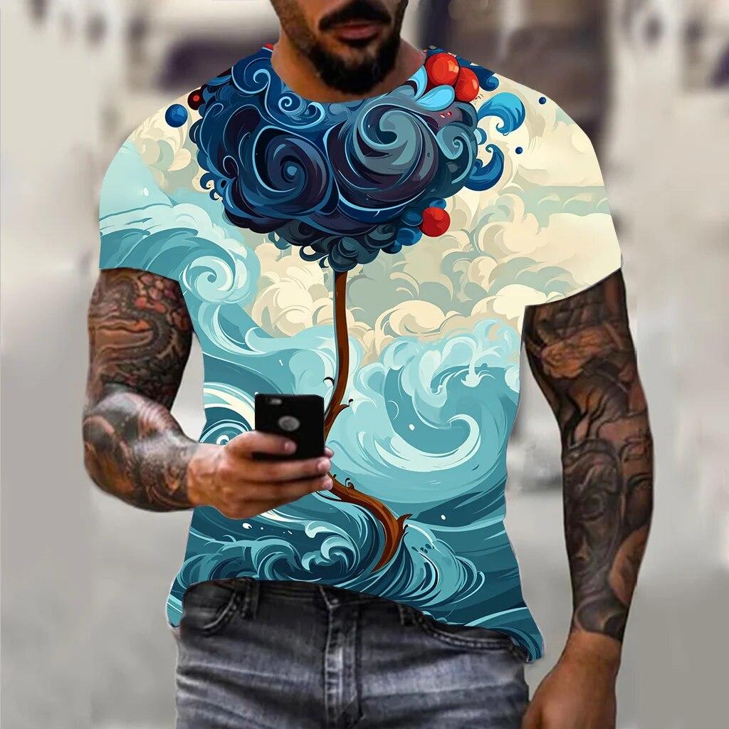 Fashion Funny 3D Print Pattern Men's T-Shirts Summer Everyday Sports  Vintage Men Loose Oversized Short Sleeved Casual Clothing
