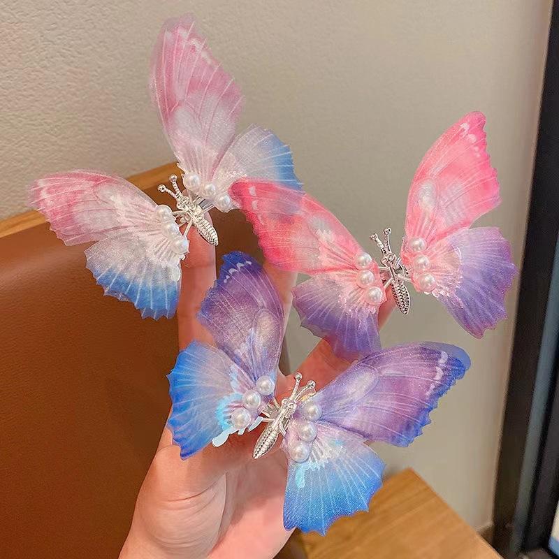 Colorful Glitter Big Butterfly Hair Clip Beautiful Moving Wings Pearl Hairpin For Hairgrip Barrette Hair Accessories