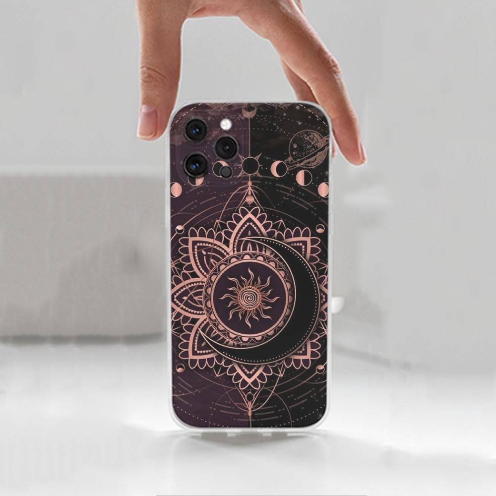 Totem Colorful Flower Mandala For iPhone 12,Mini,16,X,13,XR,15,Pro,17,Plus,11,Max,14,SE,XS,Transparent Soft Cover Case