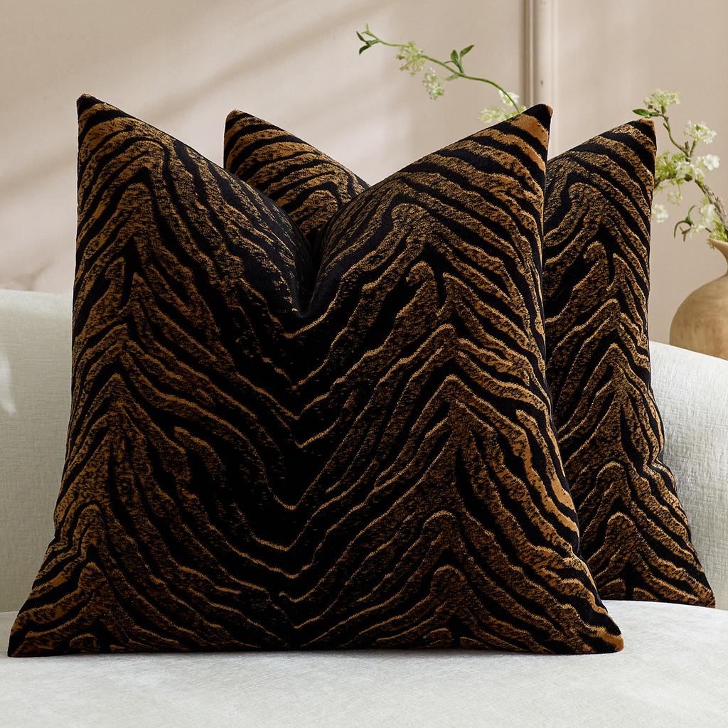 2 Stück Samt Zebra Leopard Muster Dekorative Kissenbezüge Weiche Jacquard Chenille Luxus Überwurf Kissenbezüge Für Sofa Bett Dekor