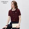 Cardigan de Malha Curta com Manga Curta e Mistura de Seda Feminino Commomboka Primavera/Verão 2026