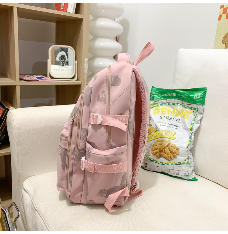 Unisex Large Capacity Fashionable Teddy Bear Print Backpack for Students and Travelers