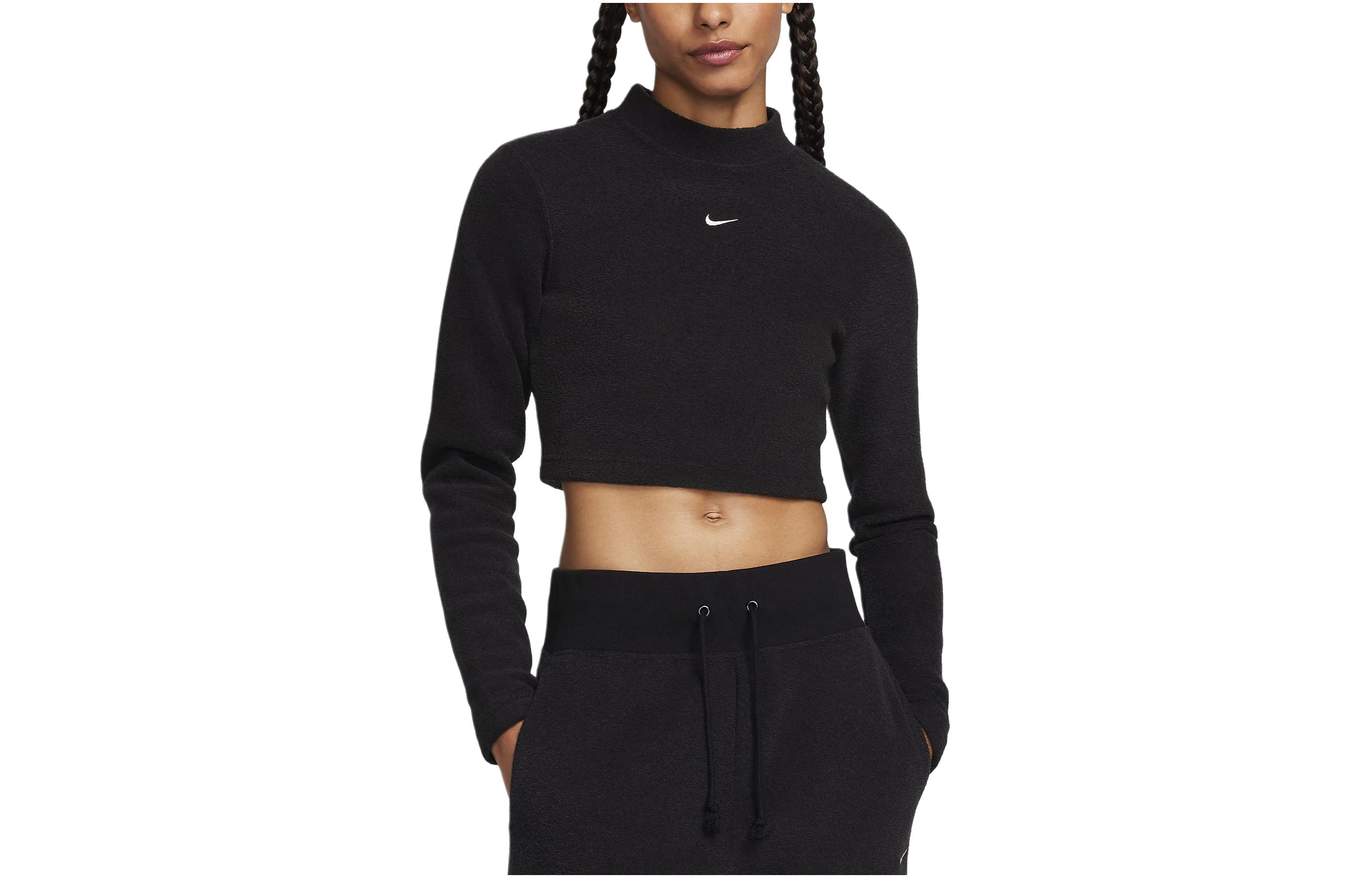 Nike T Shirts Women s Black Half Turtleneck Straight Fit FN3620-010 M