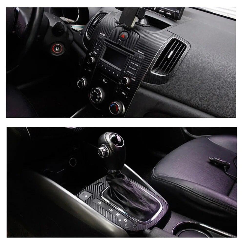 For KIA Forte 2009-2016 Interior Central Control Panel Door Handle 3D/5D Carbon Fiber Stickers Decals Car Styling Accessorie