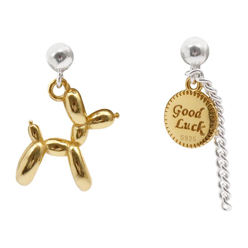 

Foxanry винтажные асимметричные серьги в виде щенка для женщин, пары, предотвращают аллергию, милые модные ювелирные изделия в корейском стиле, подарки