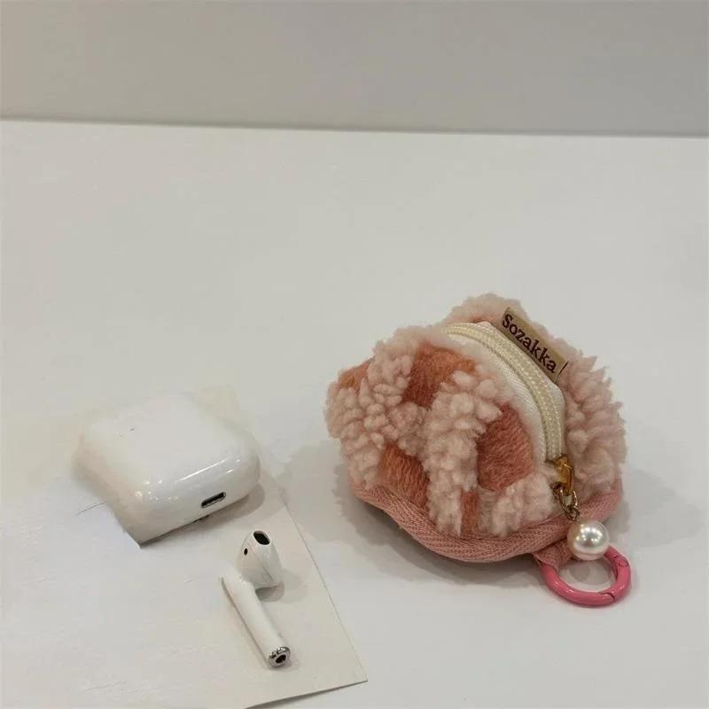 1 Piece Retro Classic Earphone Bag Vintage Lovely Mini Plush Wireless Headset Storage Bag Wholesale