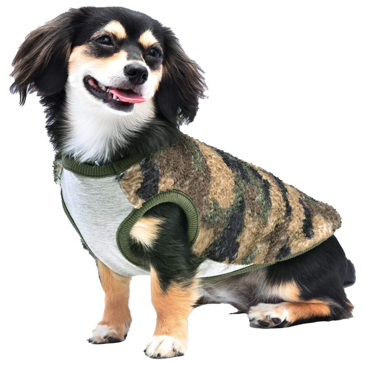 

Сделано в Японии Одежда для собак Terahertz Fluffy Small Dog Hoodie Hood Camouflage Buttons Прочная одежда для собак для девочек и мальчиков x Green [ENTRAMBI] (Серый