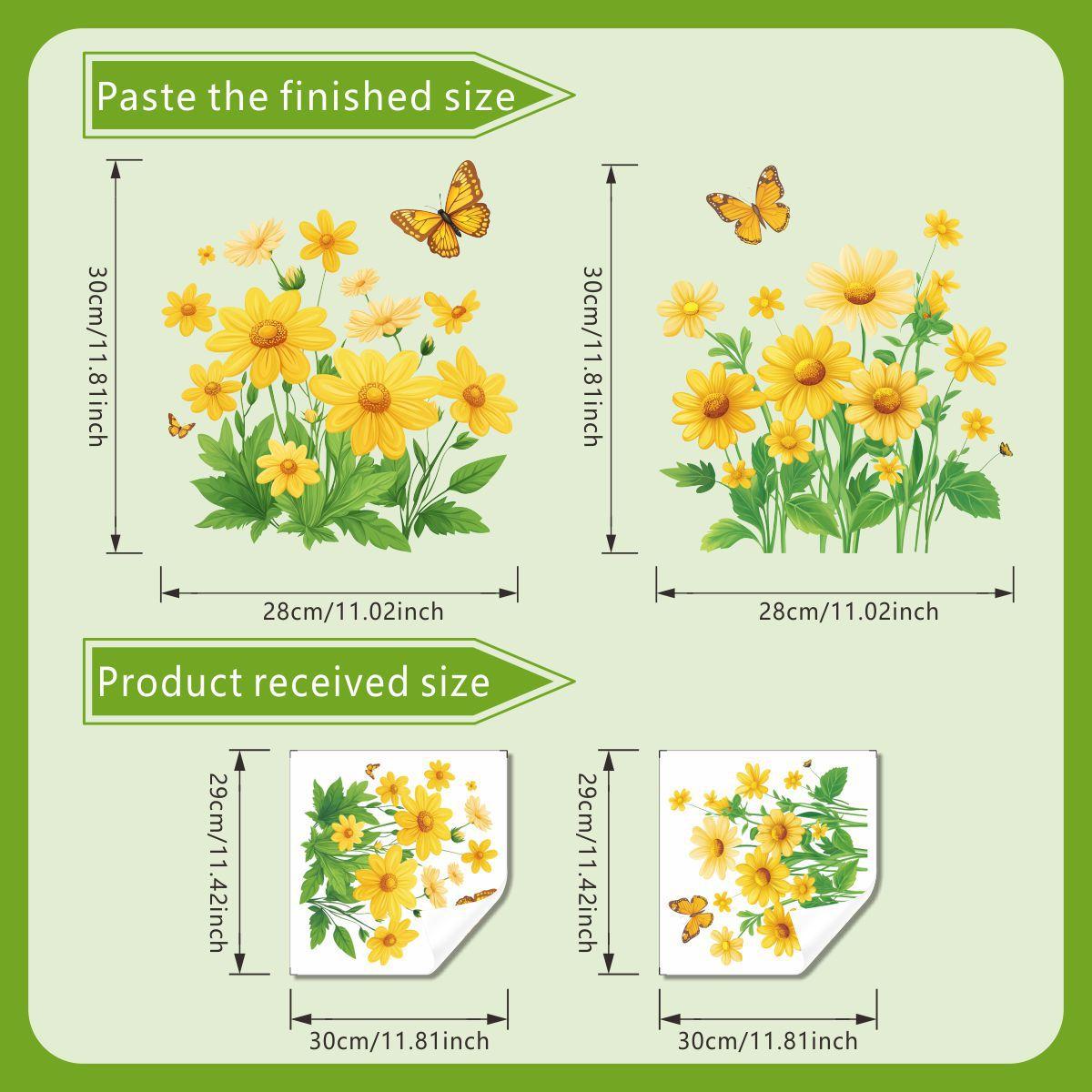 

Желтая Хризантема Бабочка Наклейки для Украшения Туалета, Наклейки для Благоустройства Ванной Комнаты и Туалета 30*30cm