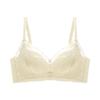 Women Cream Lace Wireless Bra with Adjustable Straps and Breathable Cups