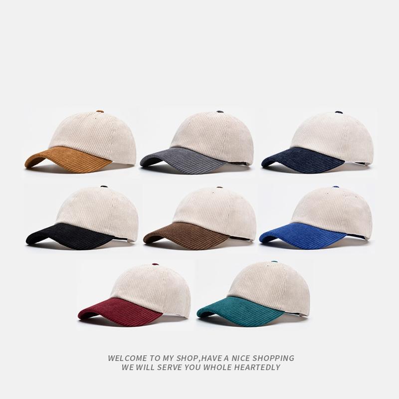 Baseballcaps Dame Høst Vinter Fargeblokk Kordfløyel Lappeteppe Caps Utendørs Solhatt