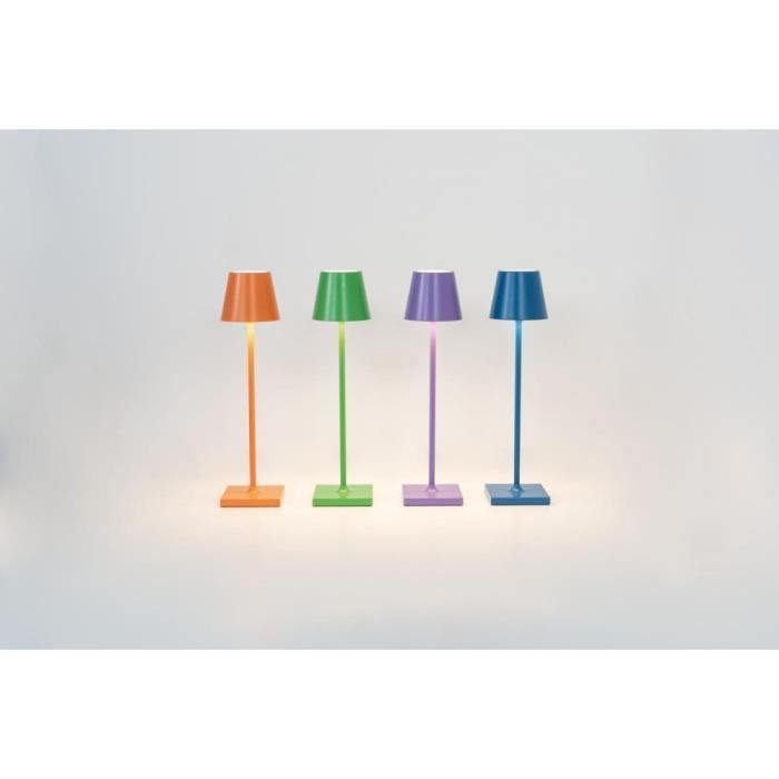 Lampe de table led - zafferano - poldina pro micro - rechargeable - dimmable - chrome poli