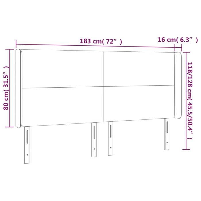 VidaXL Tête de Lit à LED Meuble de Chambre à Coucher Accessoire de Lit Double Tête de Cadre de Lit Intérieur Gris Foncé 3123829