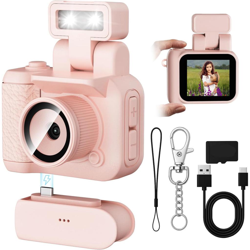 Mini Digital Camera Keychina Camera 1080P HD Video Recorder 1.44" Display Screen Micro Camera Flippable Flash Muliple Filers