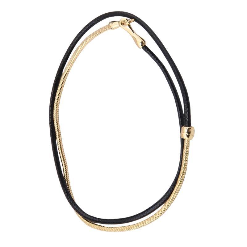 

Unique Alloy Leather Rope Snake Bone Chain Necklace For Casual Outing