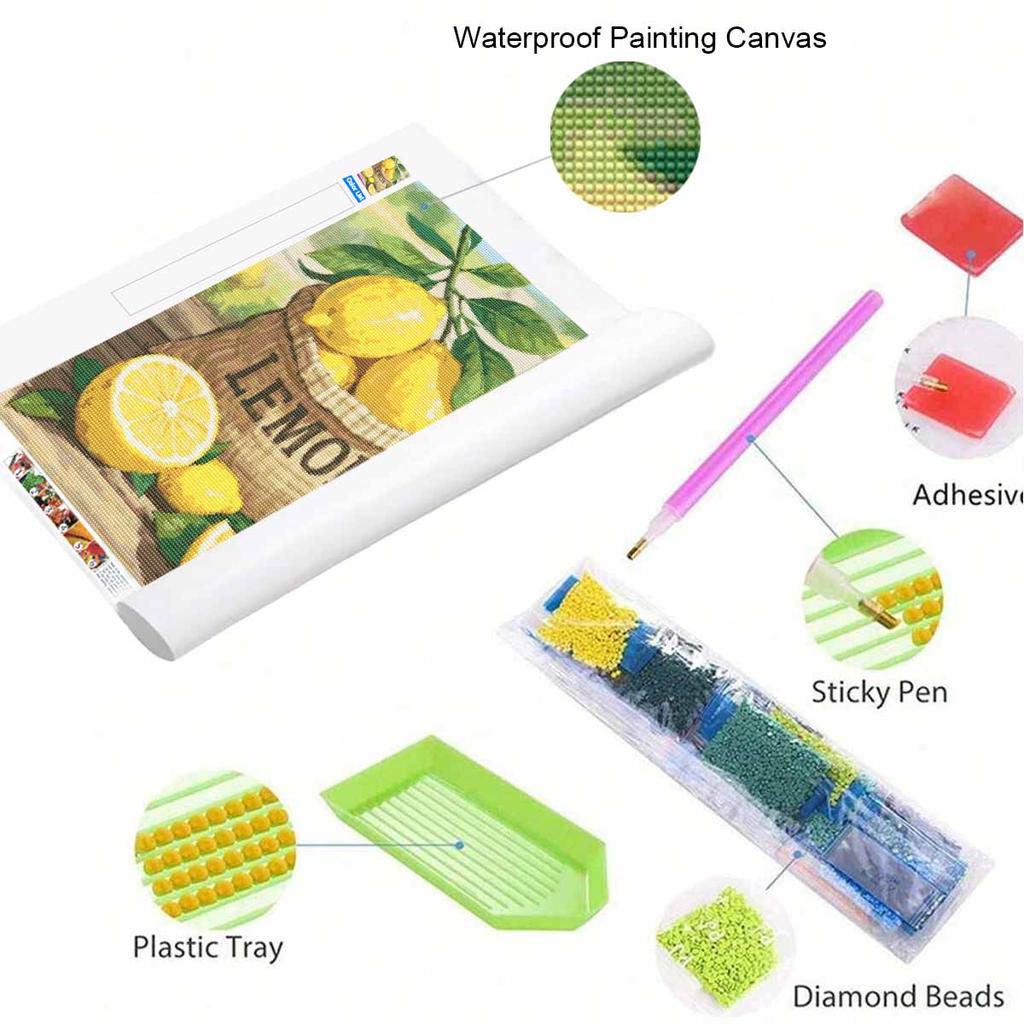 Diamond Painting Kits for Adults Lemon Full Round Drill 5D Art Craft Wall Decor for Bedroom Living Room Home Decoration