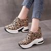 Hidden Heel Casual Platform Shoes Woman Sneakers Suede Slip On Shoes Women Height   Leopard Print Wedges Shoes