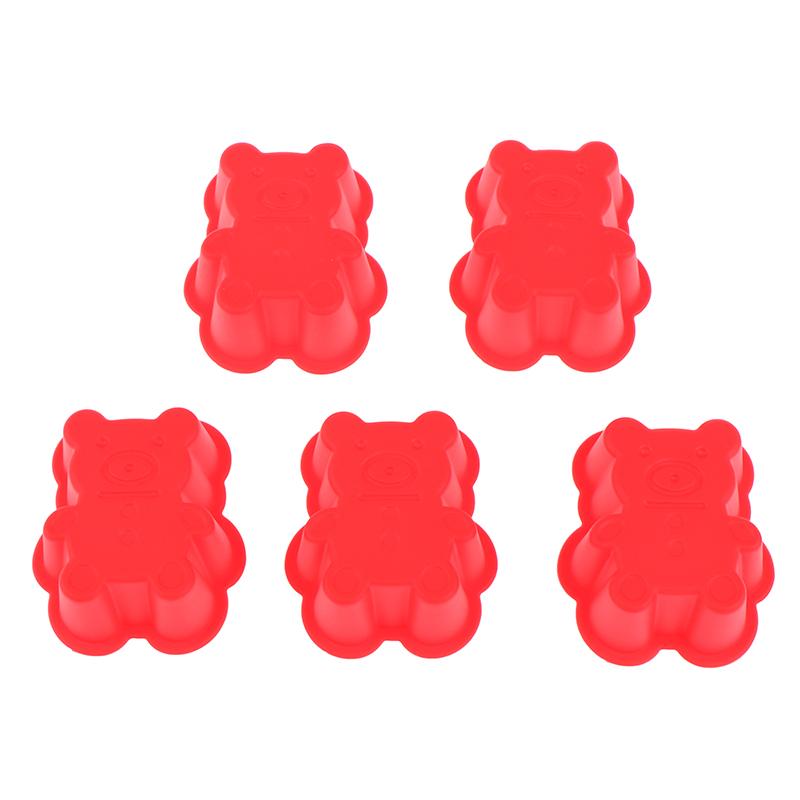 5Pcs  7Cm Creative Silicone Bear Muffin Cup Cake Cup Diy Baking Mold Color Random