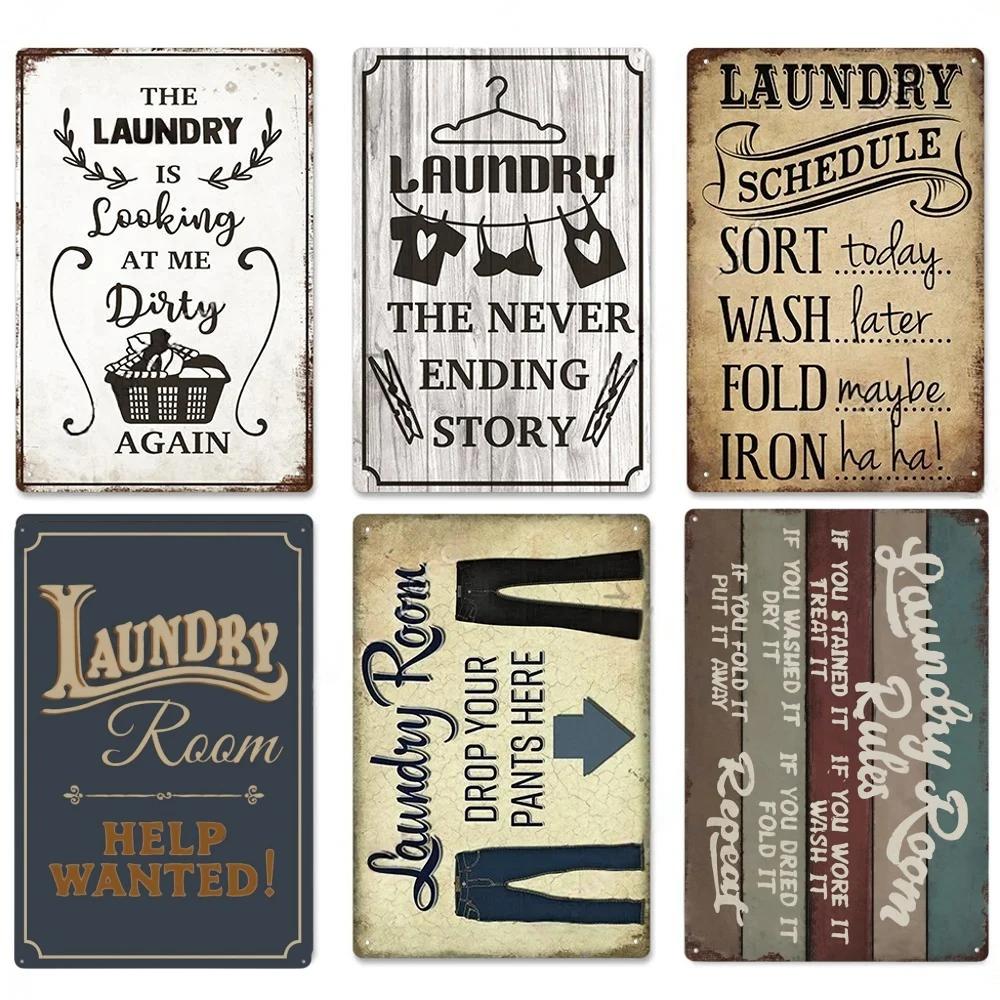 Laundry Vintage Metal Posters Tin Signs Decor Funny Metal Plaque Pin Up Girl Home Wall Art Painting