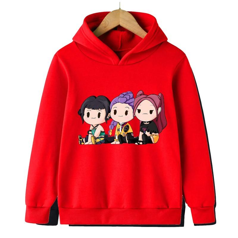 KPOP Devil Hunter Boy Girl Hoodie Street Sports Casual Trendy Harajuku Cartoon Children Autumn Winter Sweatshirt Clothing Top