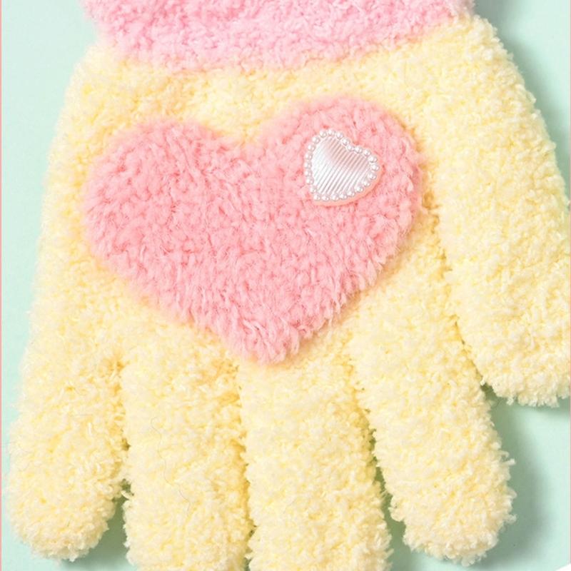 Soft Comfortable Winter Mittens for Kids Knitted Gloves Cute Cartoon Pattern Kindergarten Gloves Comfortable Wearing