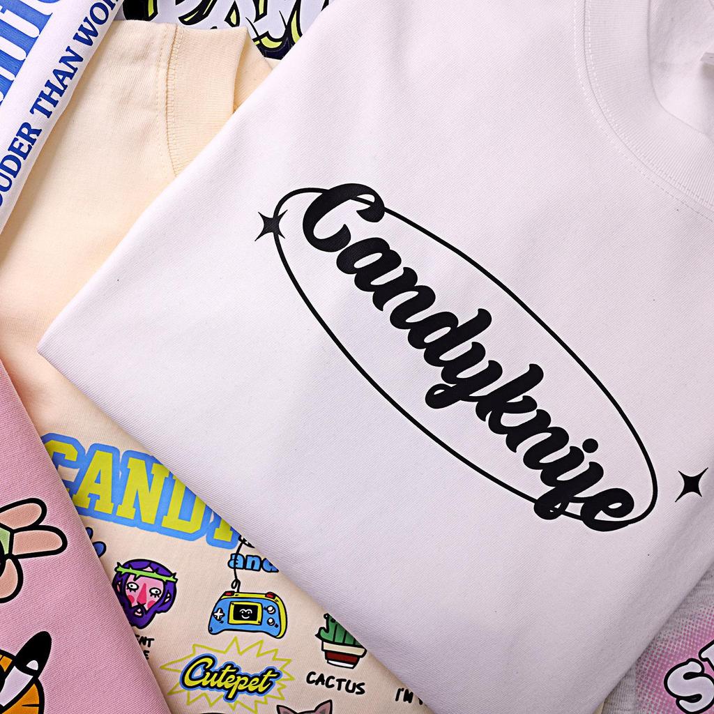 Unisex Japanese Retro Ring Letter Cotton Tee - Summer 2024 Collection