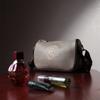 Beautiful Women's Bag with Embroidery On the Front Side Made of Genuine Leather Vintage 22626 Gray