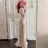 GMXIA Women's Autumn Sexy Temperament Vest Long Sleeve Suspenders Lace Lace Dress