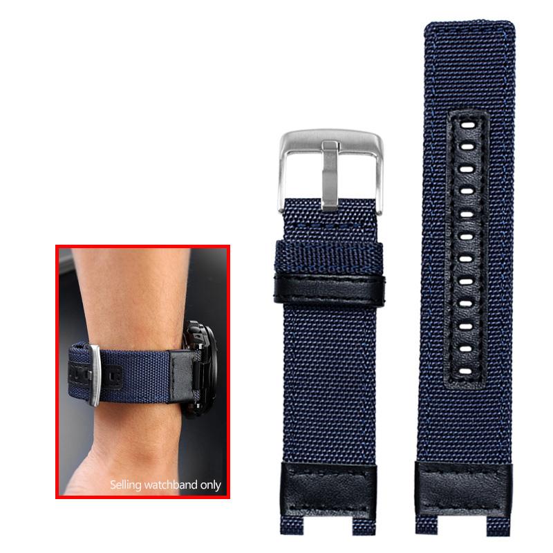 Nylon Canvas Leather Watchband For G-shock Casio GST-B100/S130/S100G/W300G/W330/400G/410 GST-W120L/S120/W130L/S110 Mens Strap