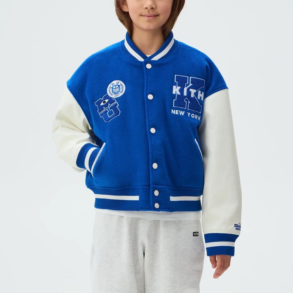 Kith X Disney X Pixar Collaboration Baseball Jacket Monsters Inc Varsity Fashion Comfortable Simple Versatile Kids Kids jackets KHK010310-5003