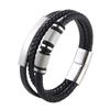 Men's Multi-layer Woven Leather Punk Bracelet with Stainless Steel Hip Hop Accents