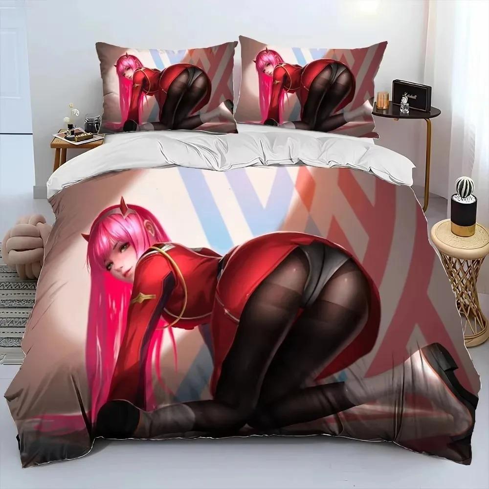 Zero Two DARLING In The FRANXX Cartoon Bedding Set Bedroom Soft Modern Bedspreads Comefortable Duvet Cover Quilt Pillowcase