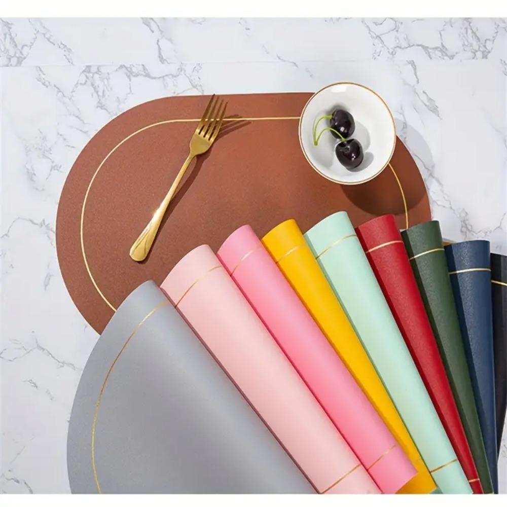 Faux Leather Placemats -Double-Sided, Hand Washable, Anti-Slip,Perfect for Dining - Durable, Easy To Clean, Versatile Table Mats