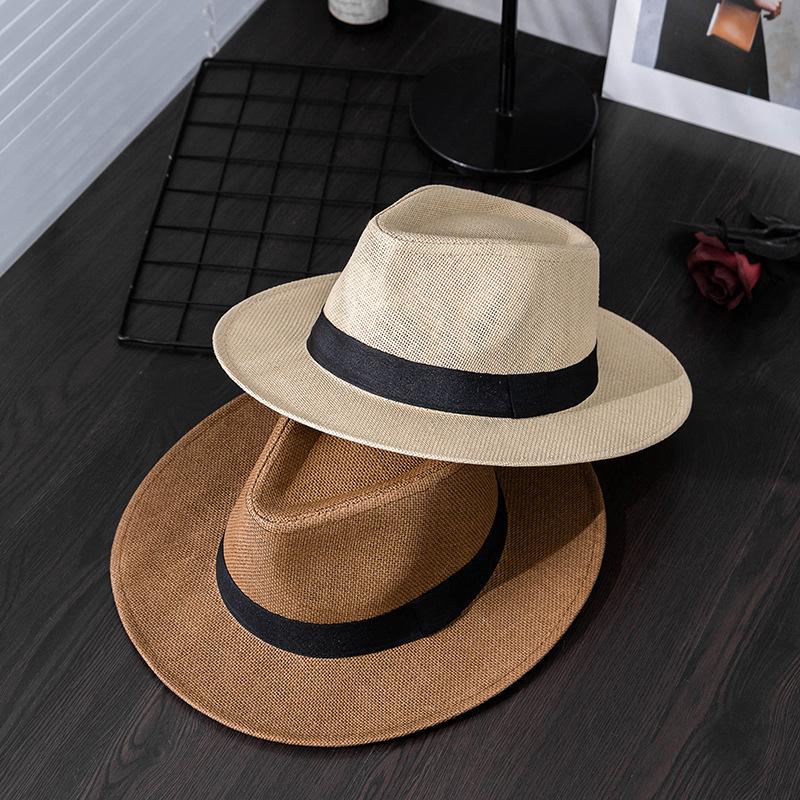 Foldable Roll Up Short Brim Trilby Hat Panama Beach Hat Fedora Straw Sun Hat for Men Women, Ideal Choice for Gifts