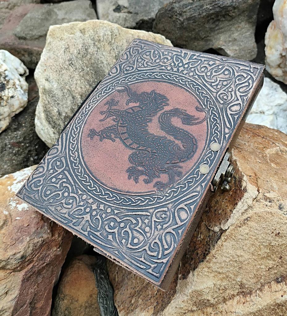 Dragon Embossed Leather Journal: Handbound Celtic Diary, Sketchbook