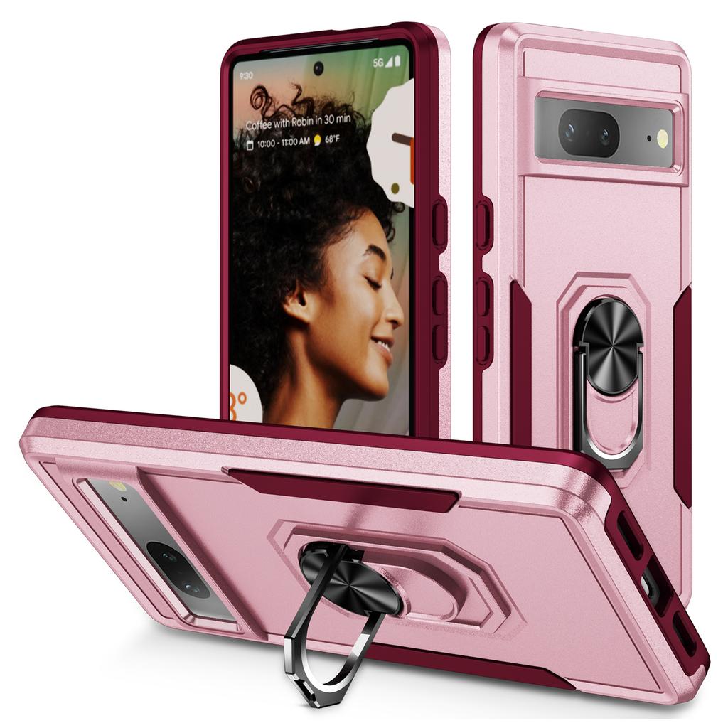 For Google Pixel 7 5G Case Military Grade Ring Kickstand PC+TPU Phone Cover