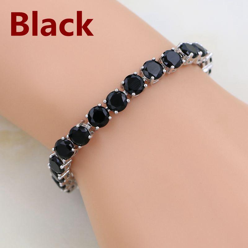Gioielli in Argento 925 Bracciale a Catena Link con Granato Rosso Sposo e Zircone Bianco Creati 21cm Per Donne Scatola Regalo Gratuita