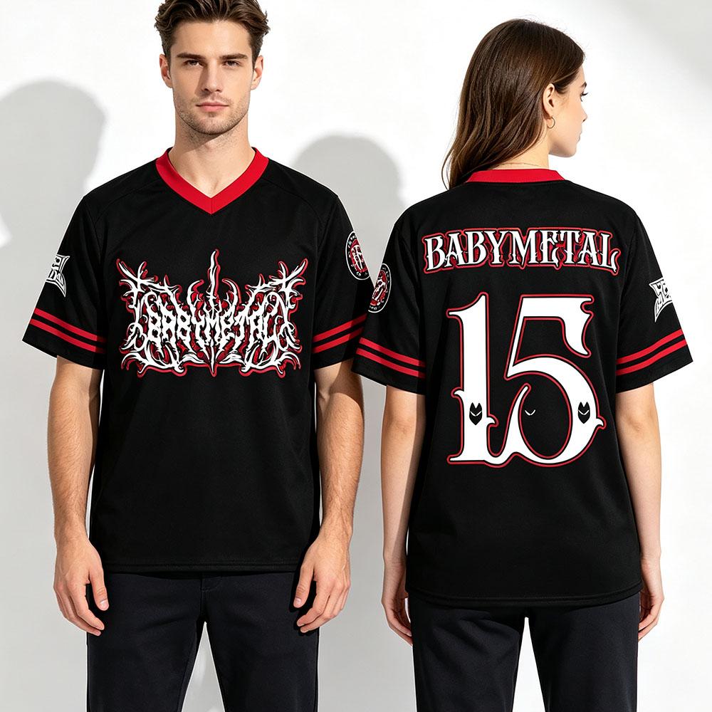 Unisex Trikot V-Ausschnitt Sportshirt Schwarz Rote Borte Kurzarm T-Shirts Gothic Dark Metal Grafikdruck T-Shirt Oberteile