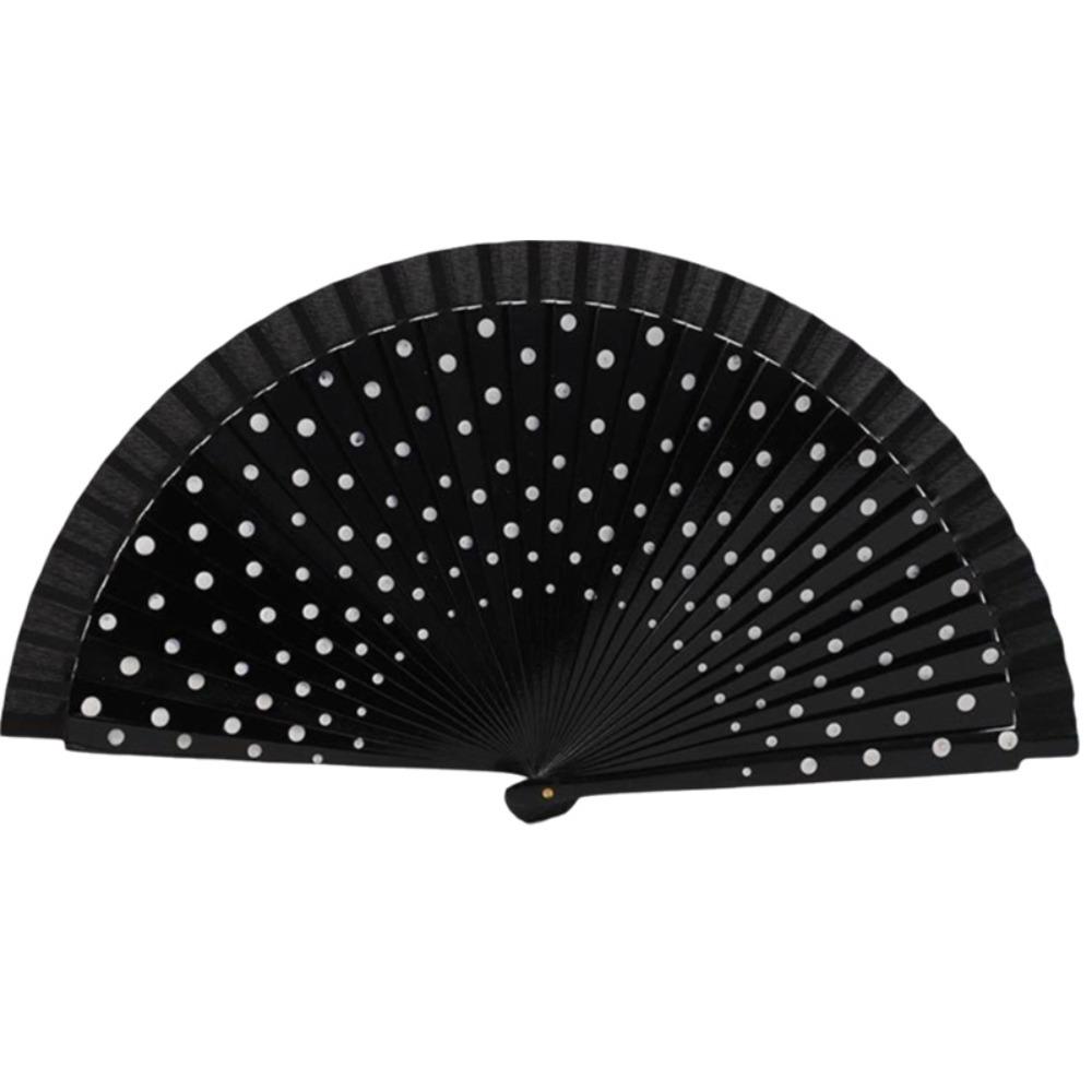 Vintage Flamenco Spanish Folding Fan Wood Handle Decorative Fan Dancing Fan Filming Props