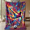 Soccer Passion In Flames Theme Blanket Lightweight Warm Flannel Blanket Decorative Throw Blanket for Home Decoration