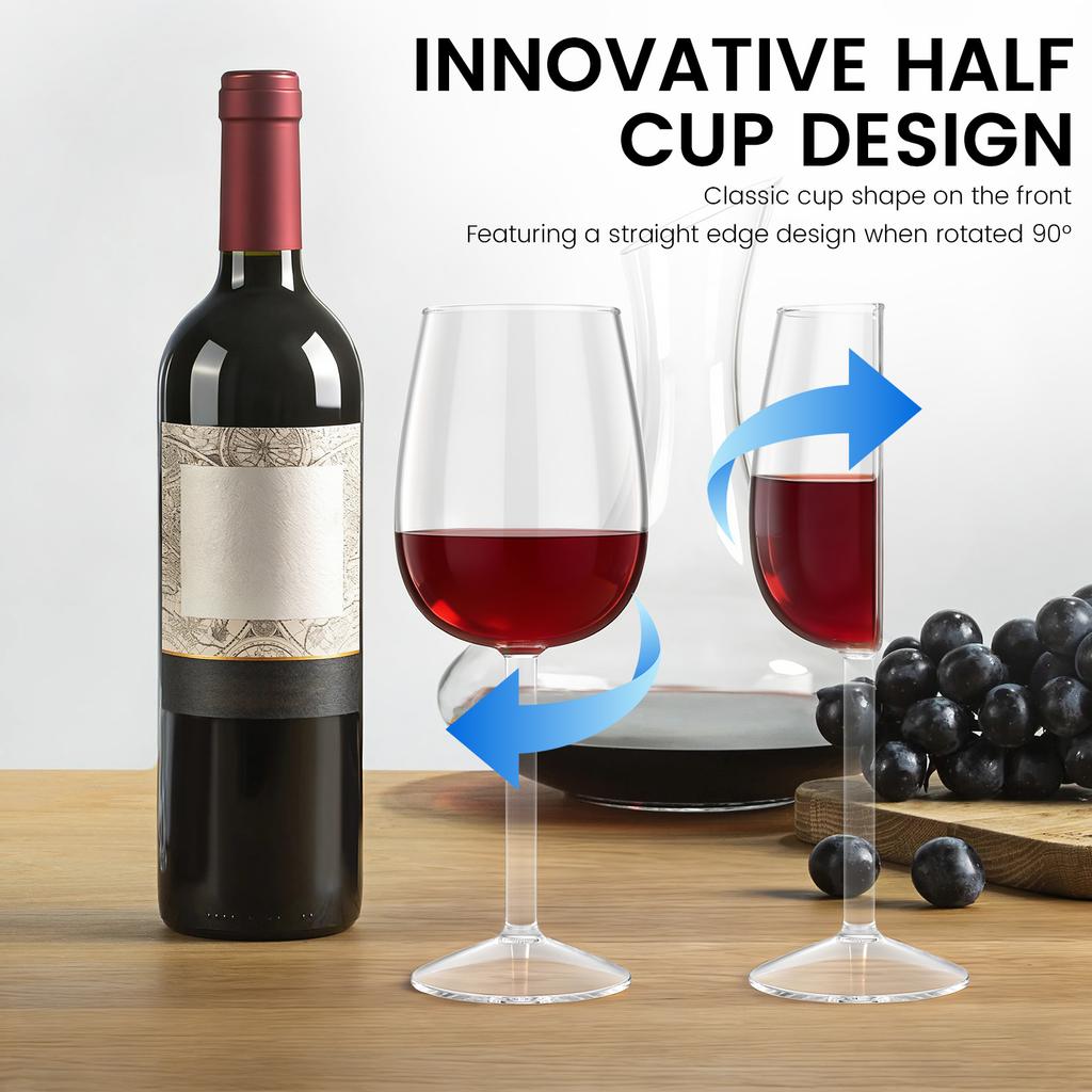 Half Wine Glass Semicircular Red Wine Cups Goblet Transparent White Wine Juice Drink Cup for Birthday Party Bar, Wedding, Gift