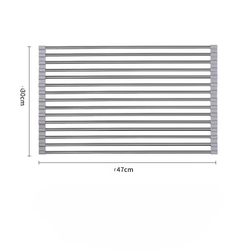 Deluxe Roll-Up Stainless Steel Dish Drying Rack - Space-Saving Over-The-Sink Design, Portable & Anti-Rust,  Dish Drying Rack for Kitchen Counter