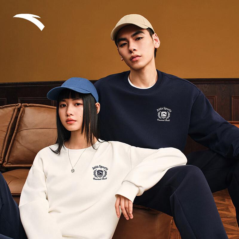 Anta Unisex Fleece Lined Embroidered Pullover Sweatshirt 2XL