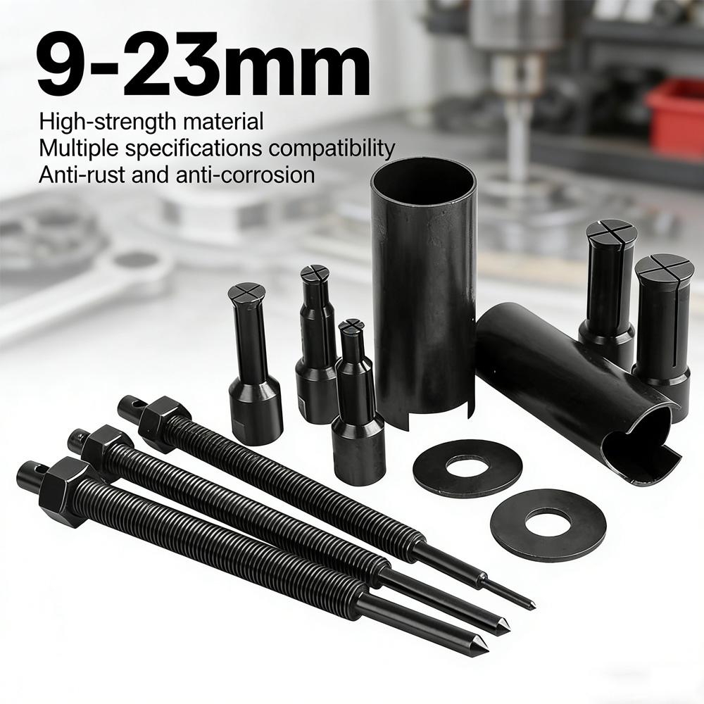 Motorcycle/Bicycle Bearing Puller Kit 9-23mm Range 12-Piece Extractor Set With 5 Clamps For Wheel Gear & Steering System Repairs