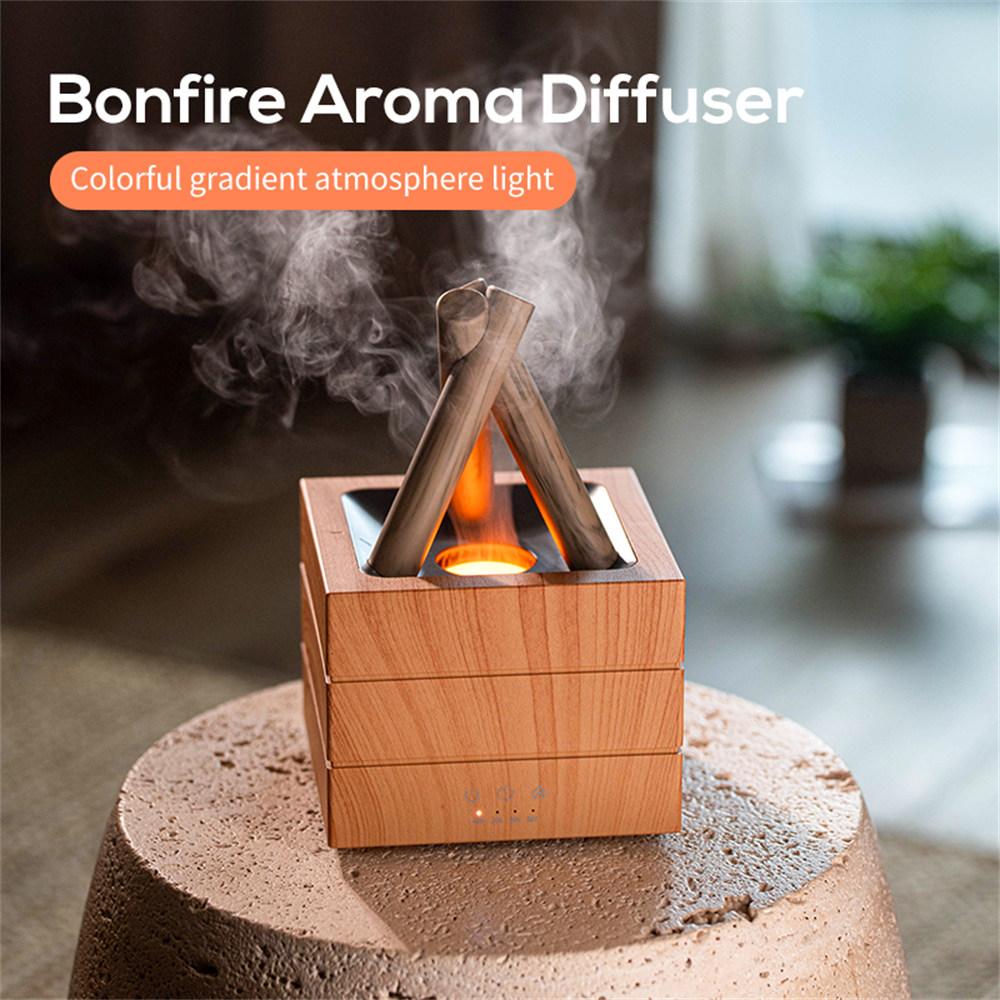 USB Campfire Aroma Diffuser Desktop Air Humidifier with 7-Color Gradient Flame Effect